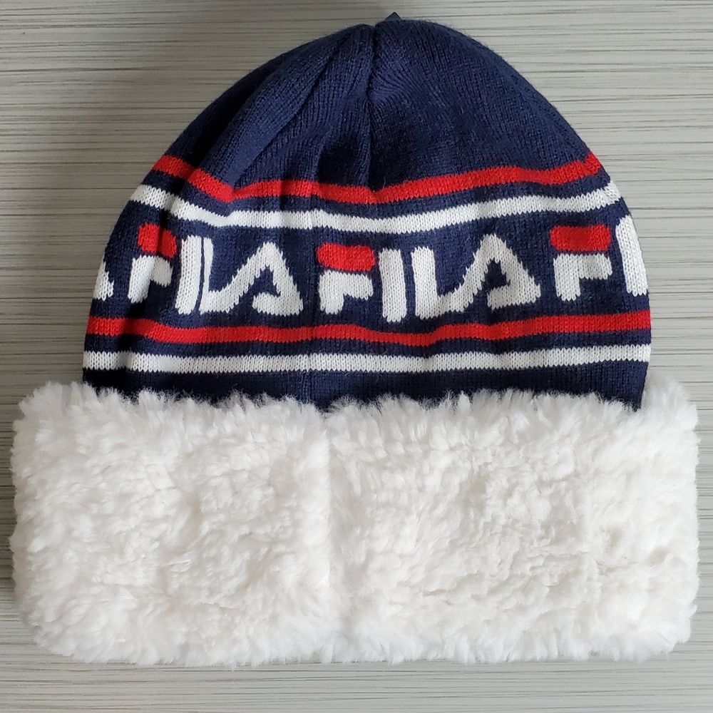 NWT Fila Women's Peacoat Sherpa Cuff Beanie